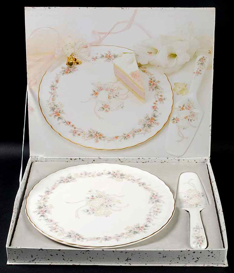 Forever Love Cake Plate & Solid Ceramic Server Set (Boxed) by Mikasa-1