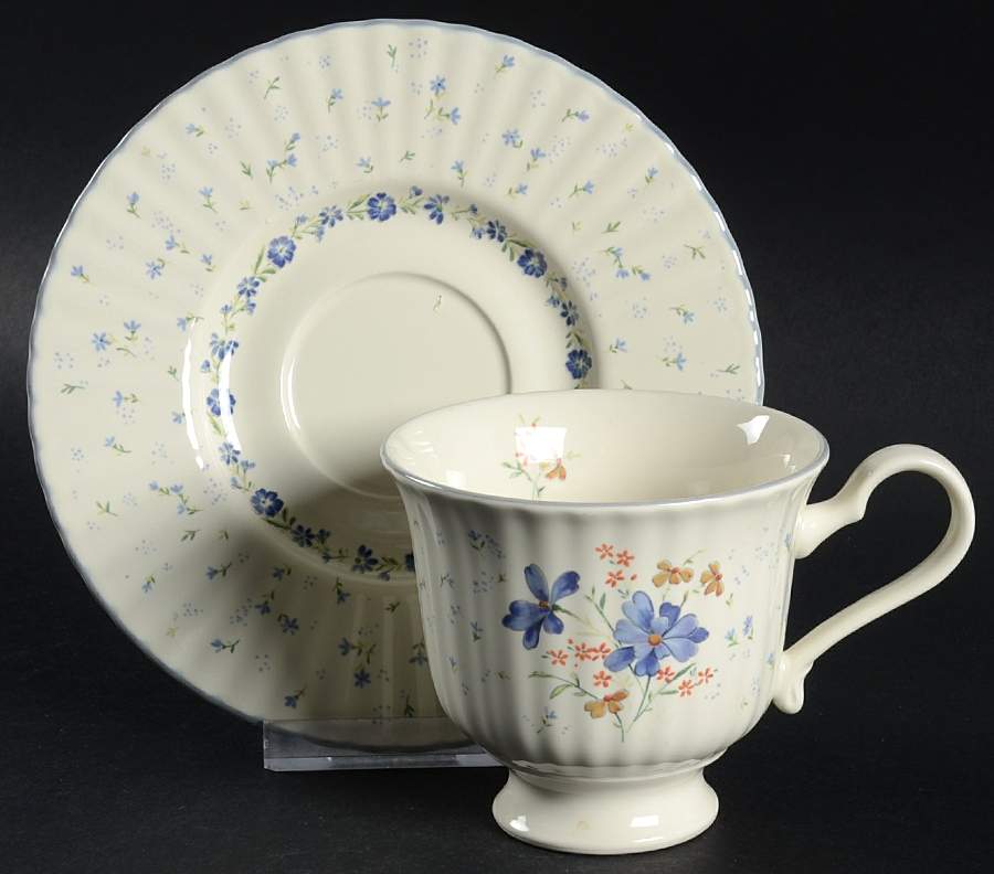 Forget Me Not Footed Cup & Saucer Set by Mikasa-1