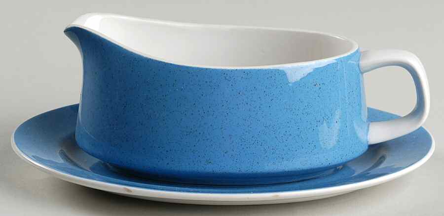 Forget Me Not Blue Gravy Boat & Underplate by Mikasa-1