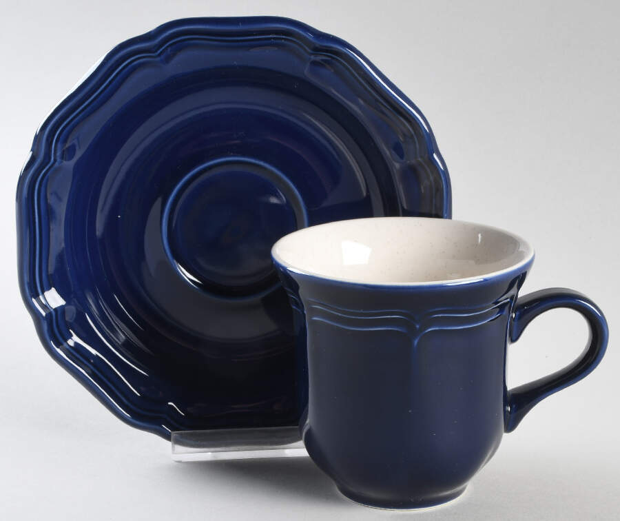 French Blue Flat Cup & Saucer Set by Mikasa-1