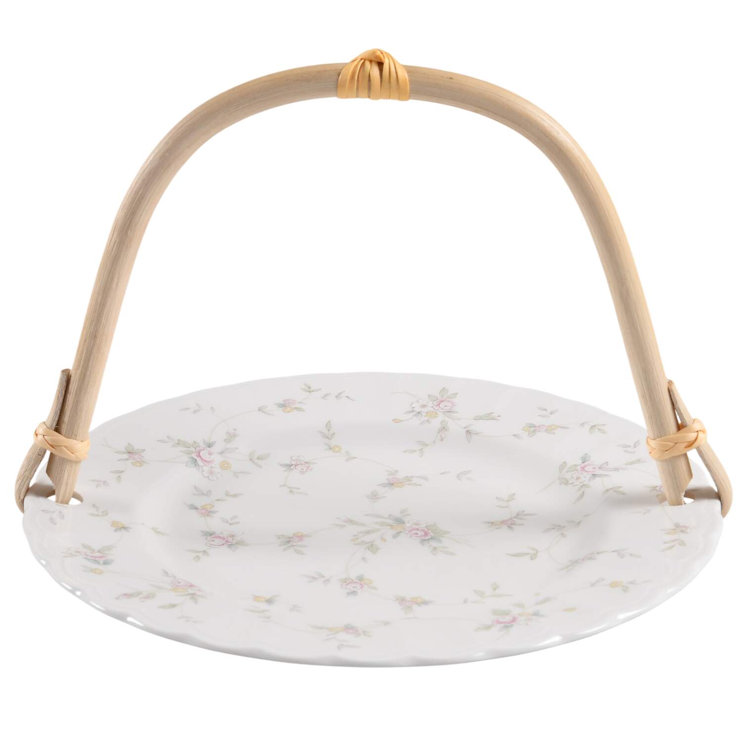 French Chintz 5 3/8"-5 5/8" Bamboo Handled Serving Plate  HC by Mikasa-1