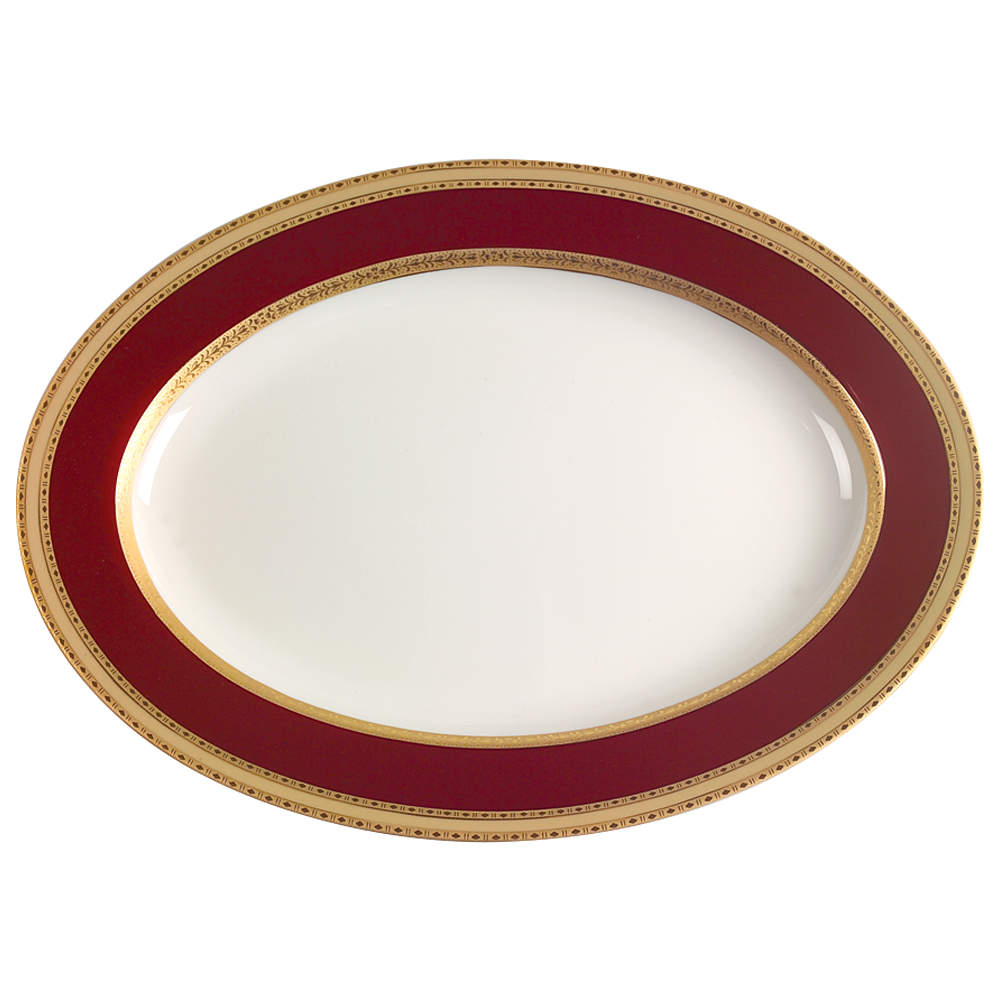 French Embassy Red (L2829) 14" Oval Serving Platter by Mikasa-1