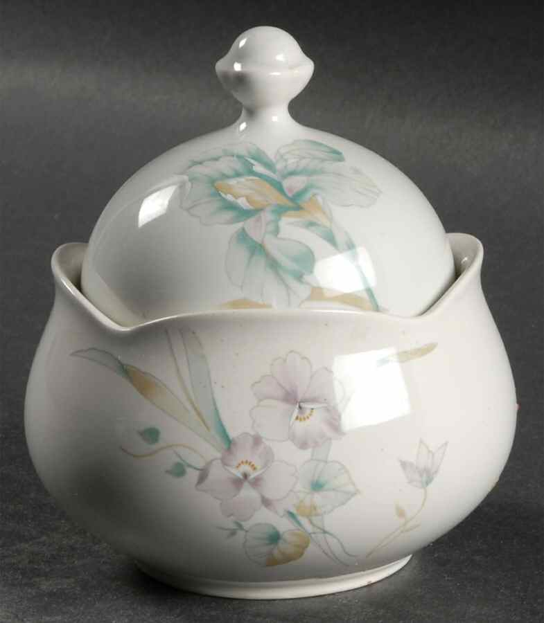 French Iris Sugar Bowl & Lid by Mikasa-1