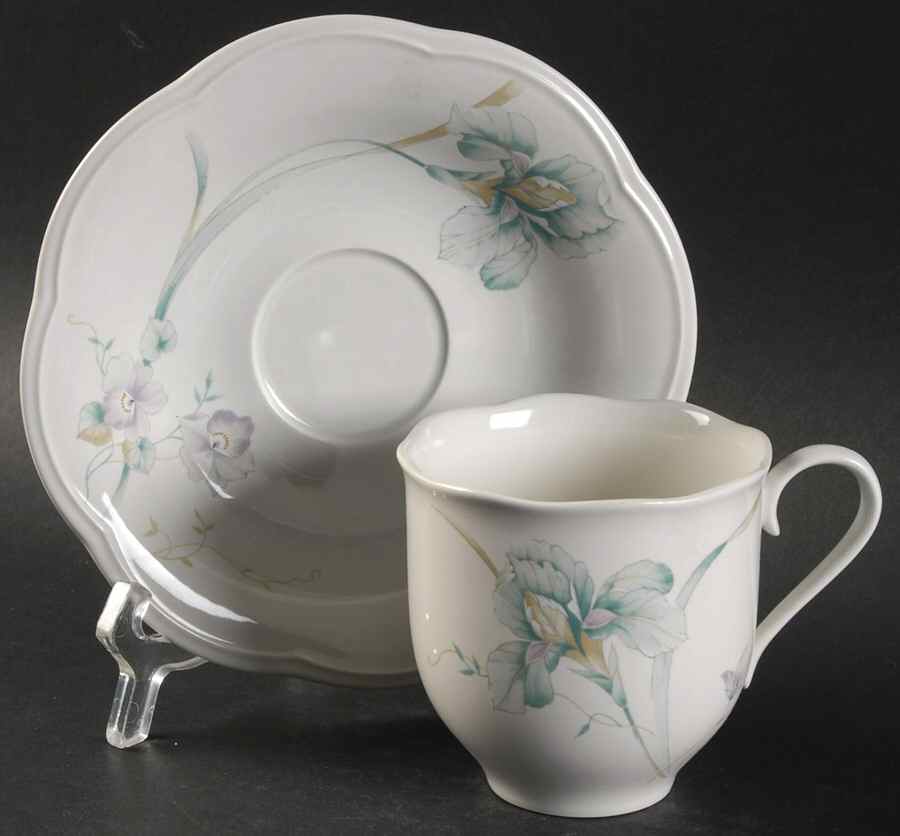 French Iris Flat Cup & Saucer Set by Mikasa-1