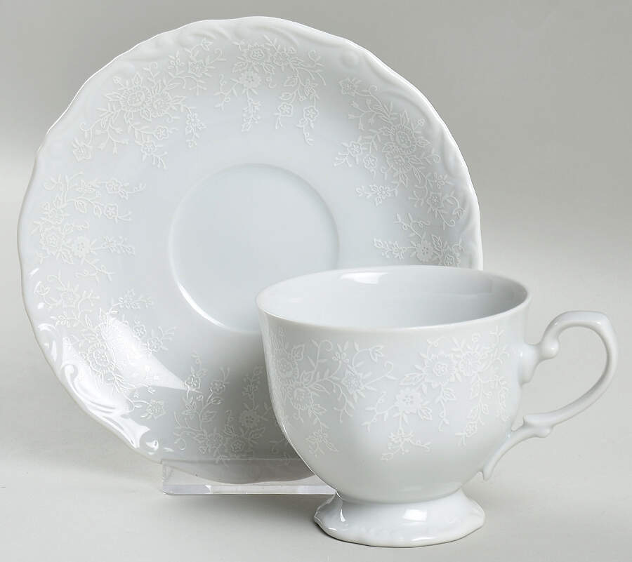 French Lace Footed Cup & Saucer Set by Mikasa-1