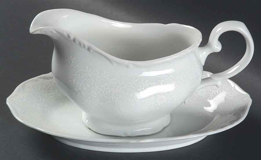 French Lace Gravy Boat & Underplate by Mikasa-1