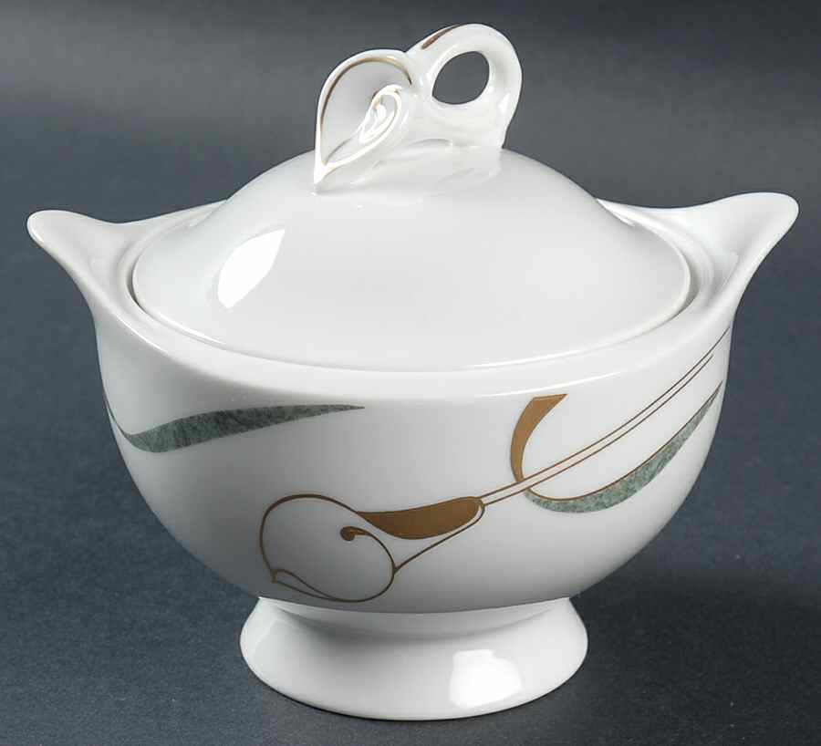 French Lily Jade Sugar Bowl & Lid by Mikasa-1