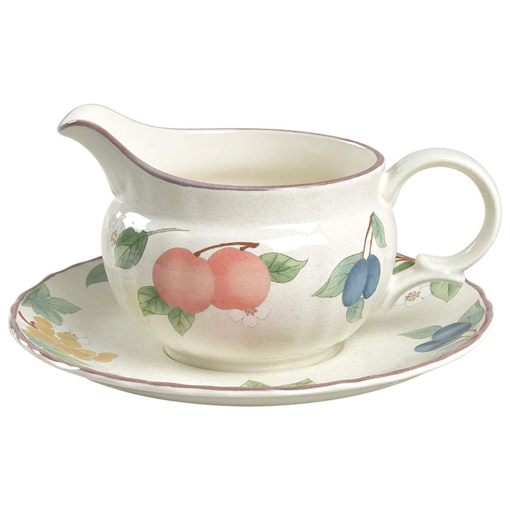 Fruit Panorama Round Gravy Boat & Underplate by Mikasa-1