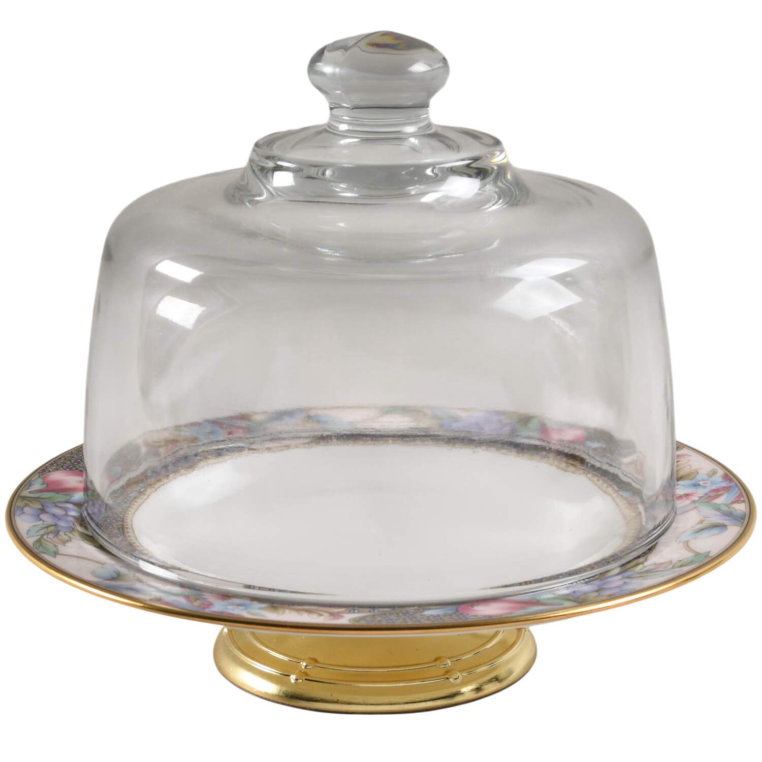 Fruitera 6 1/2"-7 1/2" Footed Cheese Plate w/ Glass Dome HC by Mikasa-1