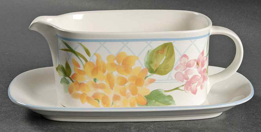 Garden Bouquet Gravy Boat & Underplate (Relish/Butter) by Mikasa-1