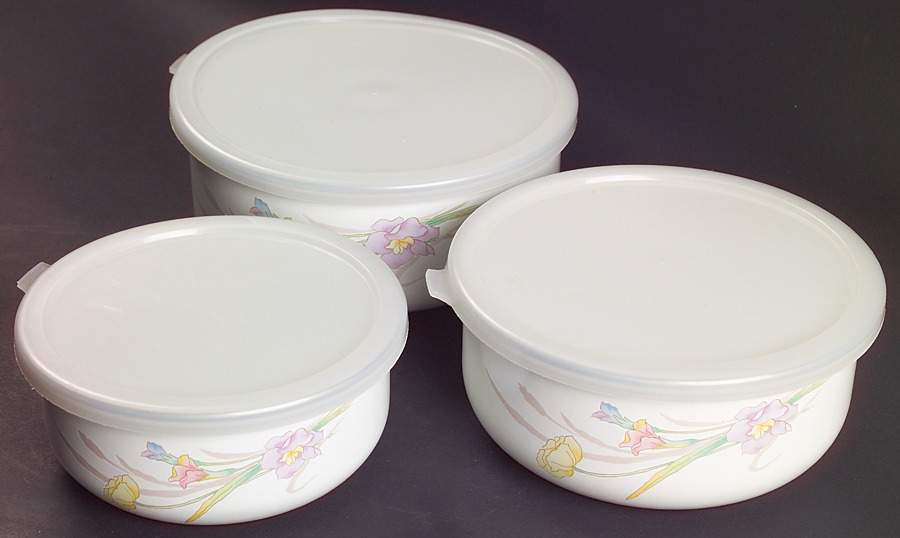 Gabriele 3 Metal Bowls & Plastic Lids(5 7/8",6 5/8",7 1/2") by Mikasa-1