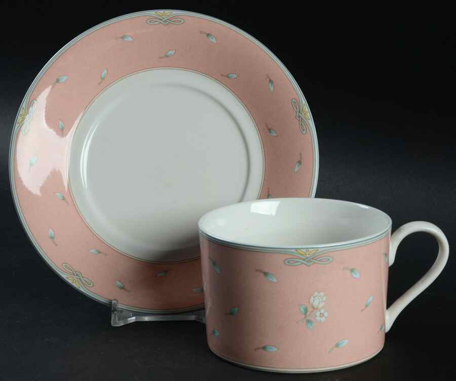 Garden Chintz Pink Flat Cup & Saucer Set by Mikasa-1