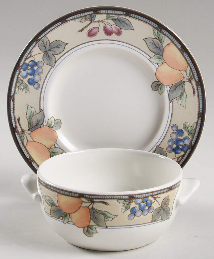 Garden Harvest Flat Cream Soup Bowl & Saucer Set by Mikasa-1