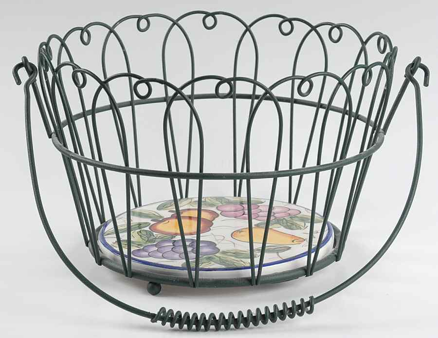 Garden Harvest Metal Wire Basket W/Ceramic Base by Mikasa-1