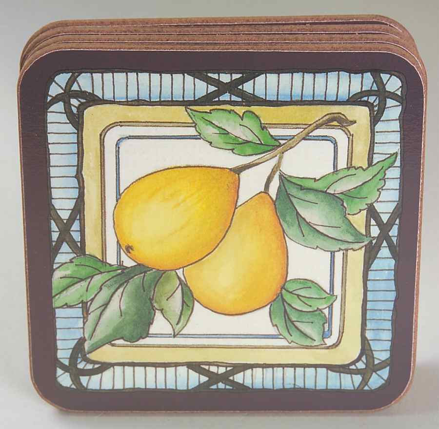 Garden Harvest (4 Pc) Cork Back Square Coaster Set by Mikasa-1