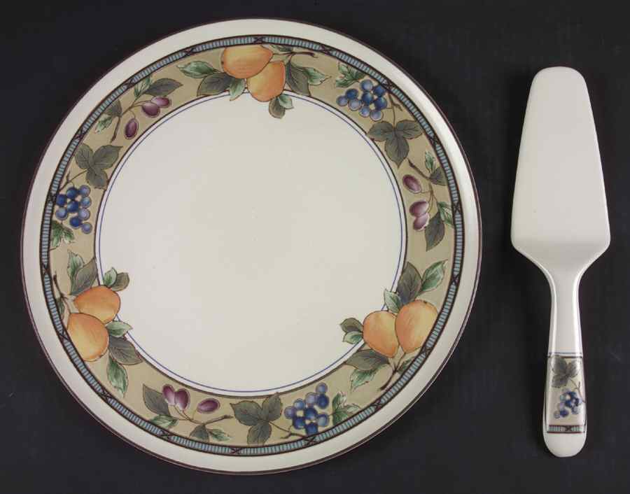 Garden Harvest Cake Plate & Solid Ceramic Server Set (No Box) by Mikasa-1