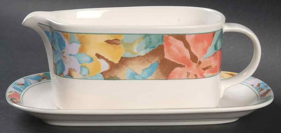 Garden Rhapsody Gravy Boat & Underplate (Relish/Butter) by Mikasa-1