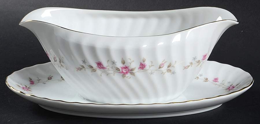 Garland Rose Gravy Boat with Attached Underplate by Mikasa-1