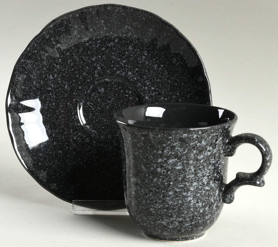 Gemtone Black Flat Cup & Saucer Set by Mikasa-1