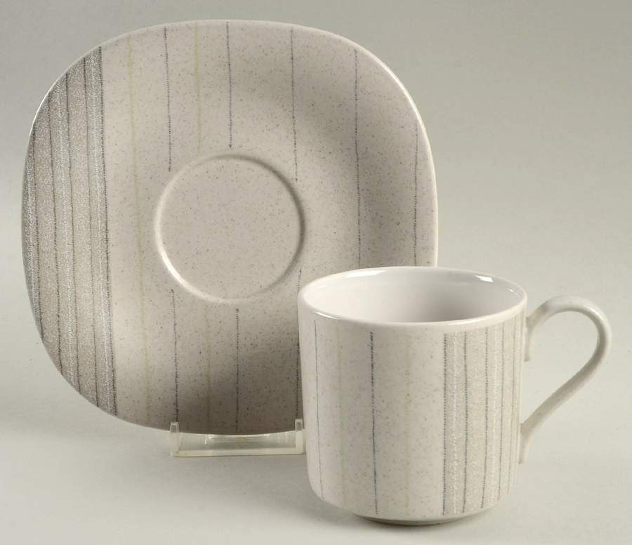 Gentry Grey Flat Cup & Saucer Set by Mikasa-1