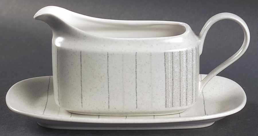 Gentry Grey Gravy Boat & Underplate (Relish/Butter) by Mikasa-1
