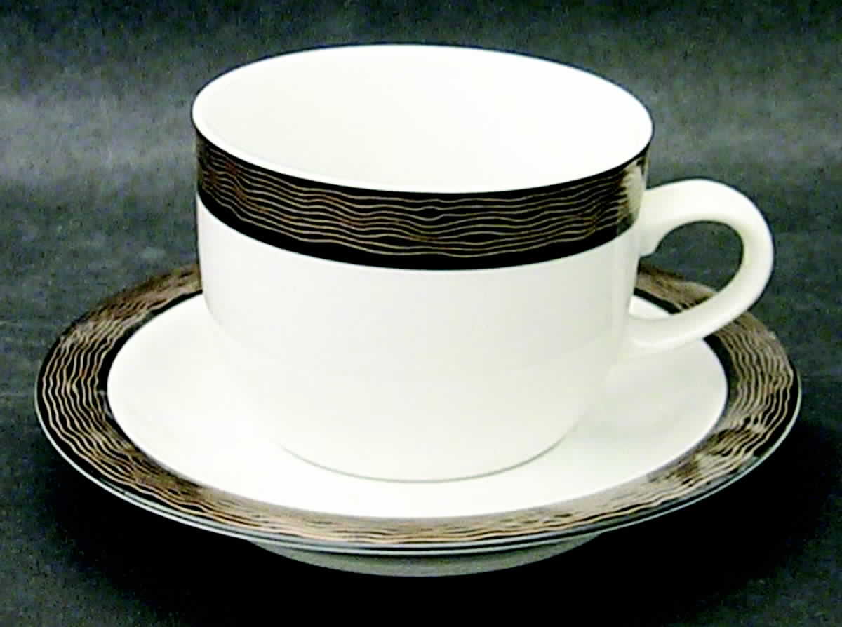 Gold Coast Black Flat Cup & Saucer Set by Mikasa-1