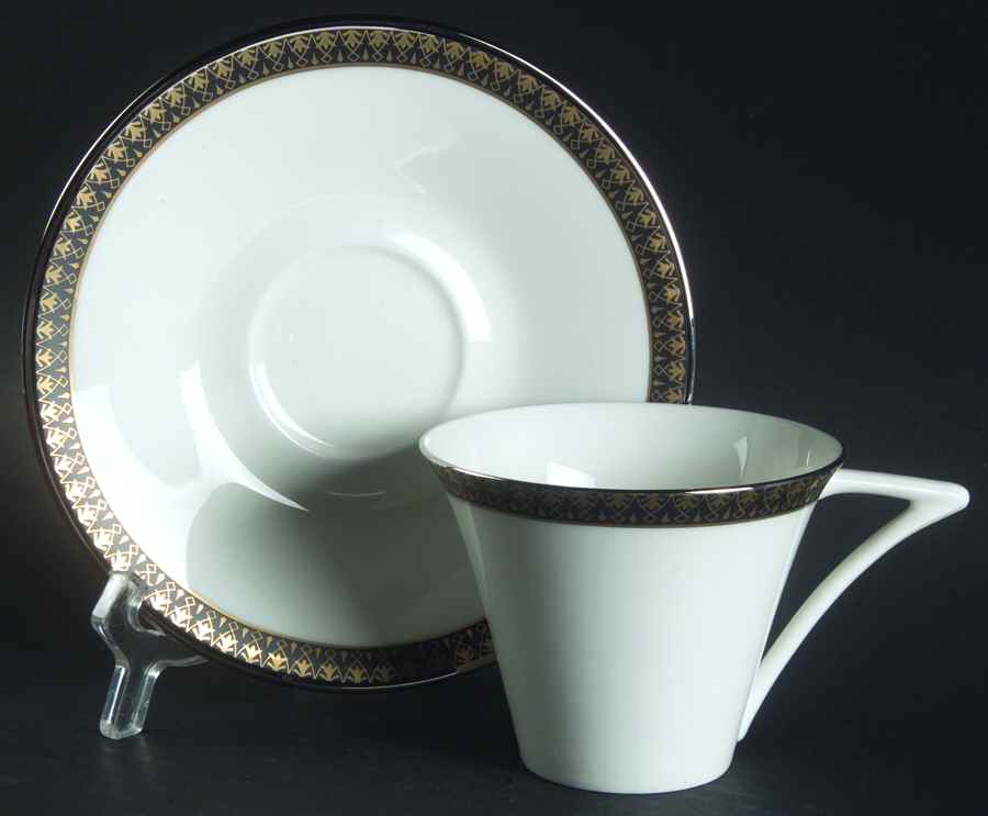 Gold Chain Flat Cup & Saucer Set by Mikasa-1