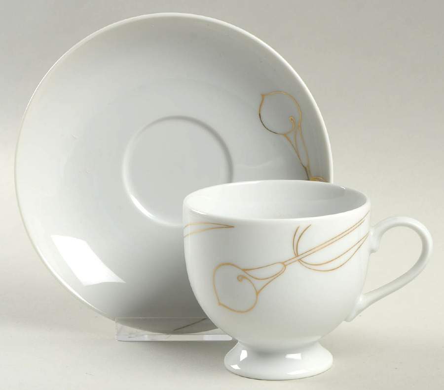 Gold Classic Footed Cup & Saucer Set by Mikasa-1