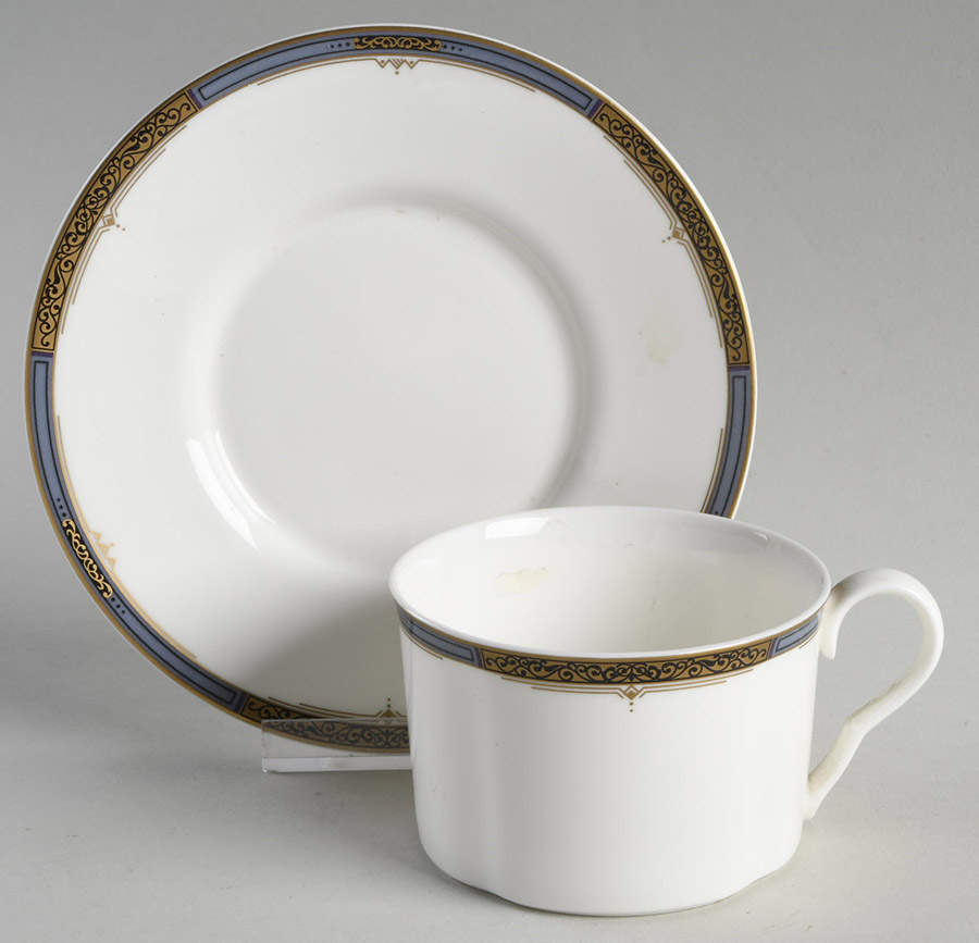 Golden Crest Flat Cup & Saucer Set by Mikasa-1