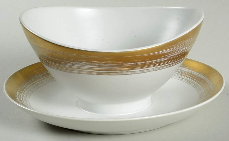 Golden Halo Gravy Boat with Attached Underplate by Mikasa-1