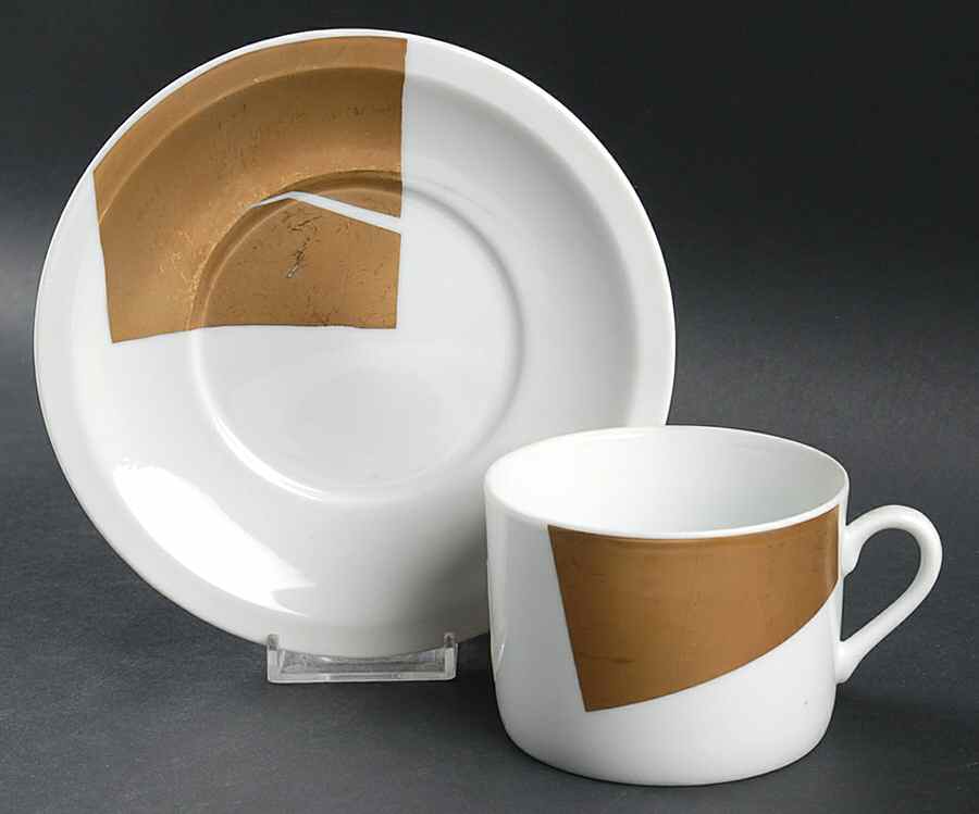 Gold Leaf Flat Cup & Saucer Set by Mikasa-1