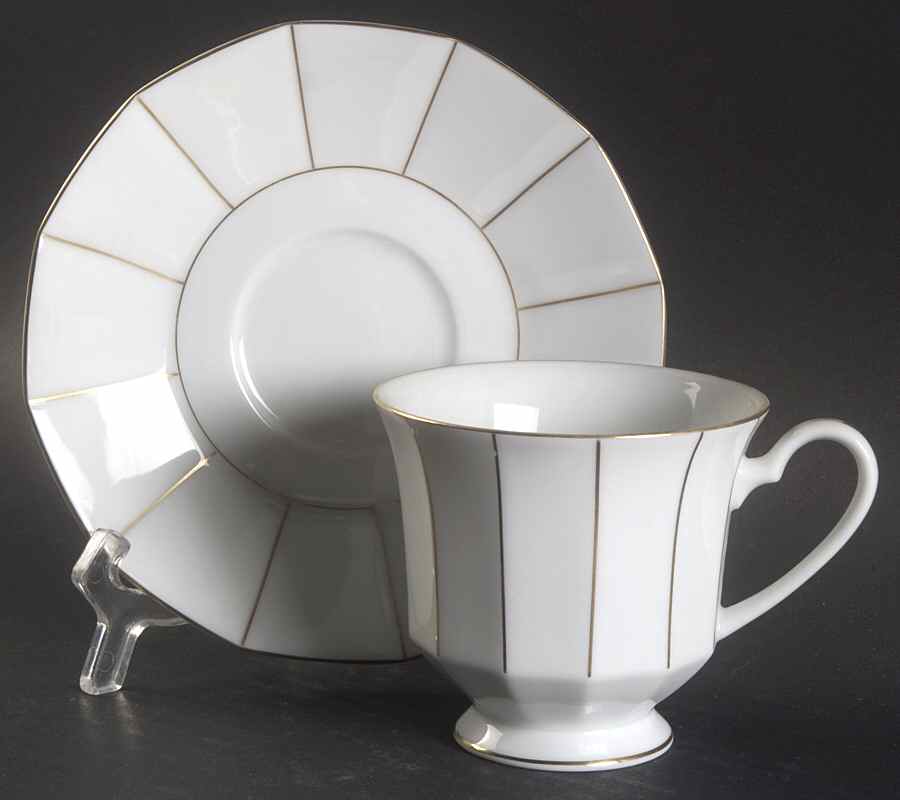 Gold Lining Footed Cup & Saucer Set by Mikasa-1