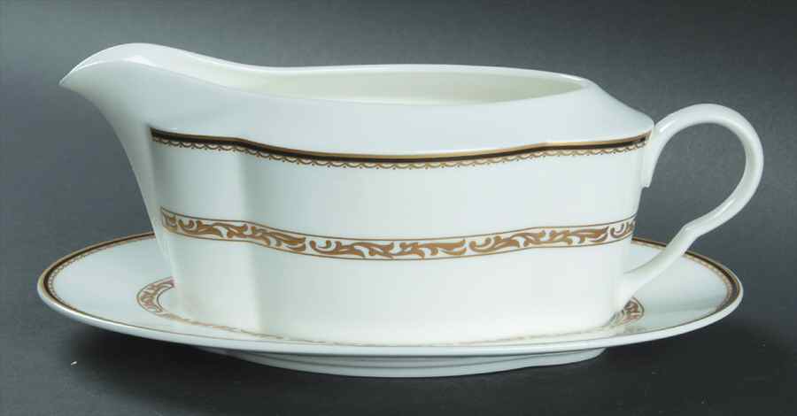 Golden Palace Gravy Boat & Underplate by Mikasa-1