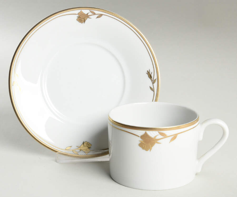 Golden Rose Flat Cup & Saucer Set by Mikasa-1