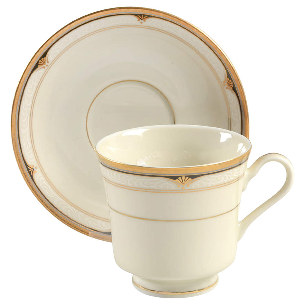 Golden Shell Footed Cup & Saucer Set by Mikasa-1
