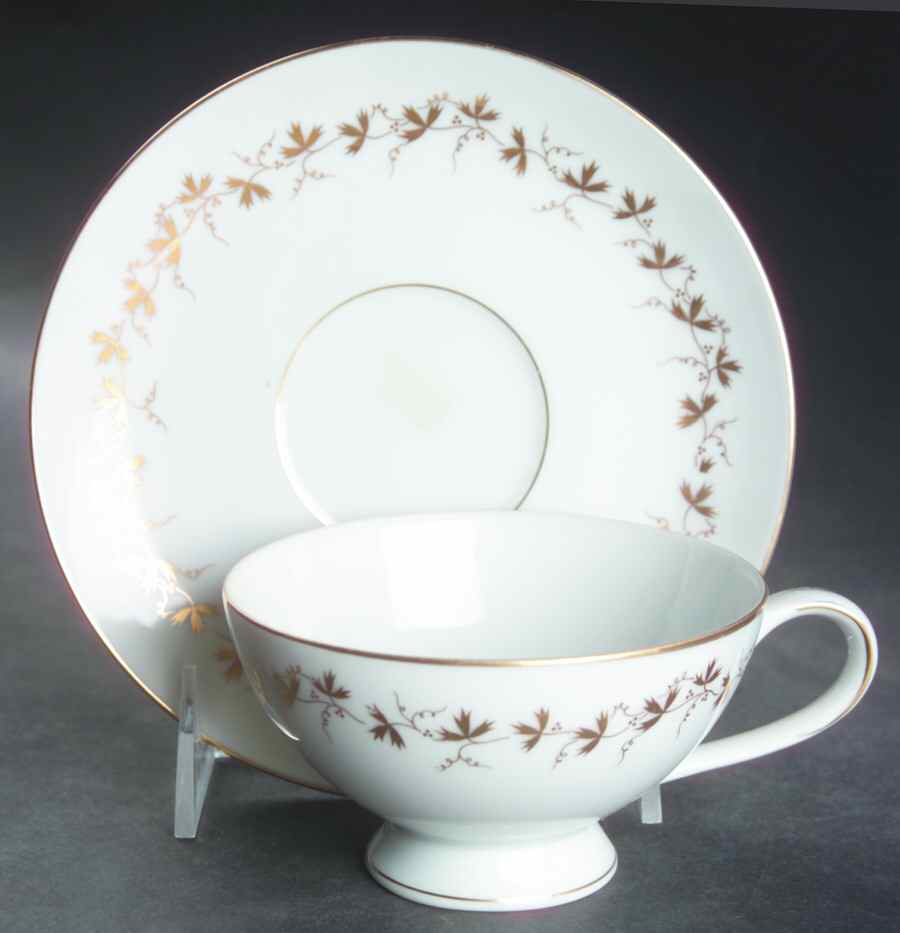 Gold Wreath Footed Cup & Saucer Set by Mikasa-1