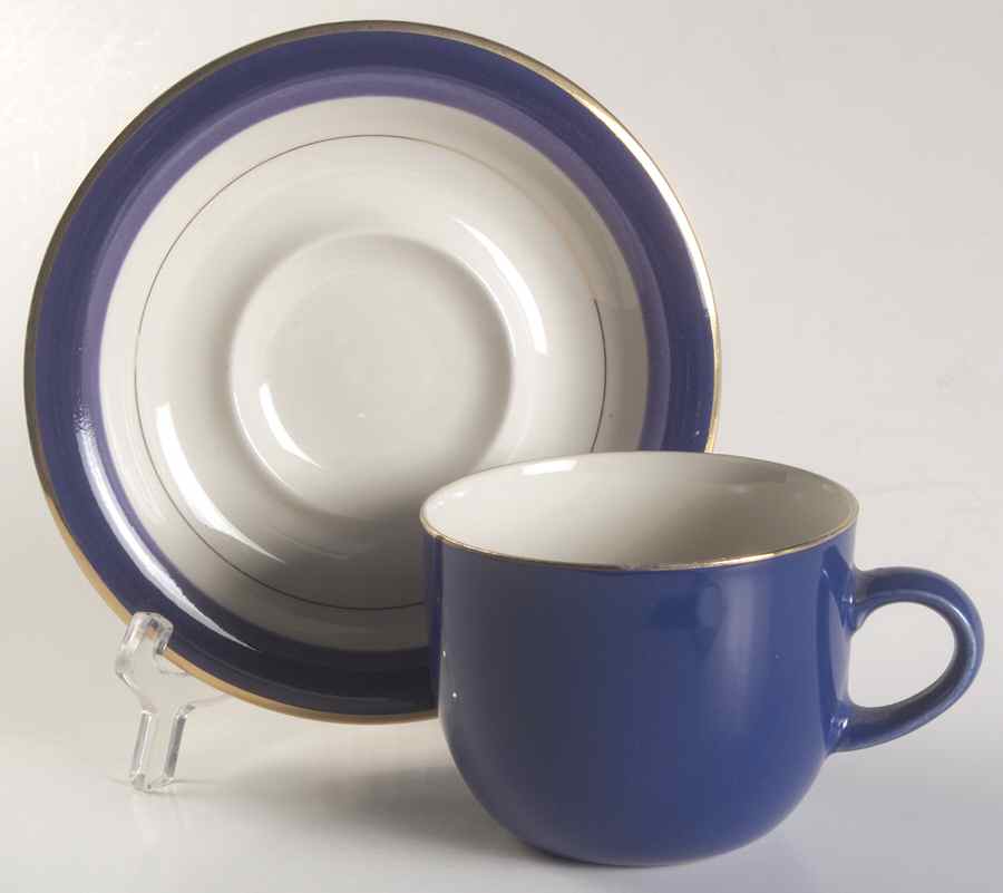 Granada Blue Flat Cup & Saucer Set by Mikasa-1