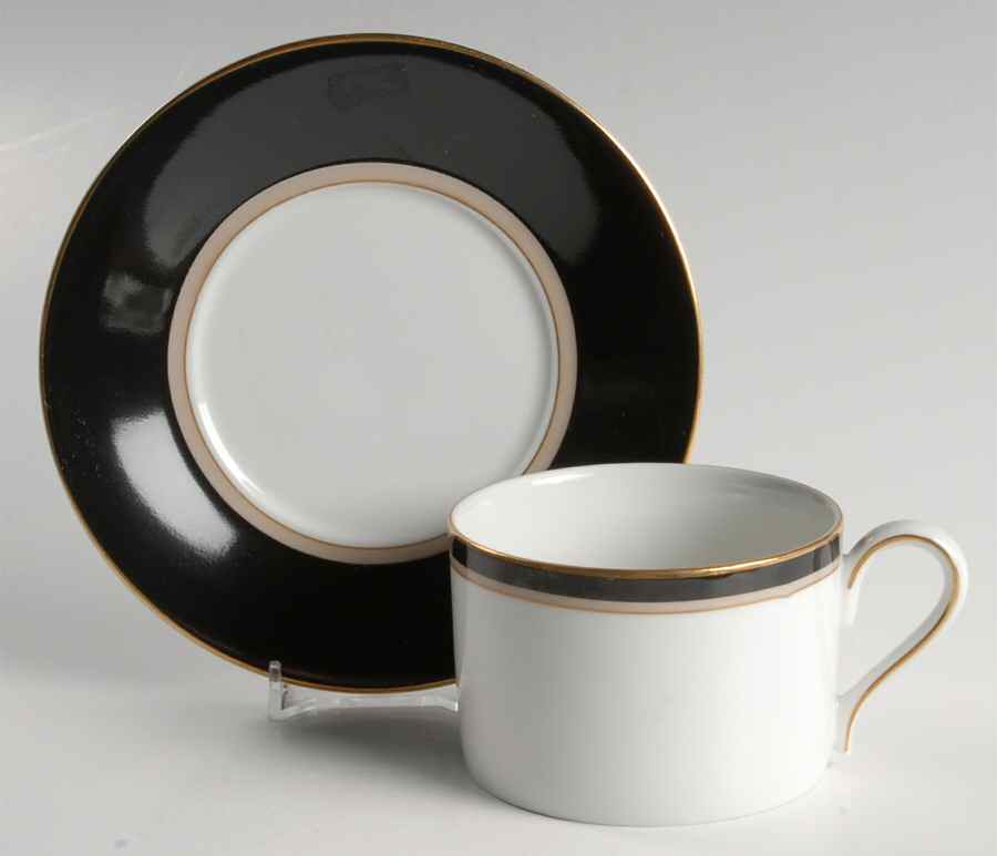 Grandeur Black Flat Cup & Saucer Set by Mikasa-1
