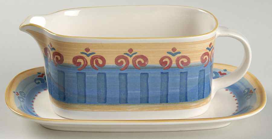 Granada Blue Gravy Boat & Underplate by Mikasa-1