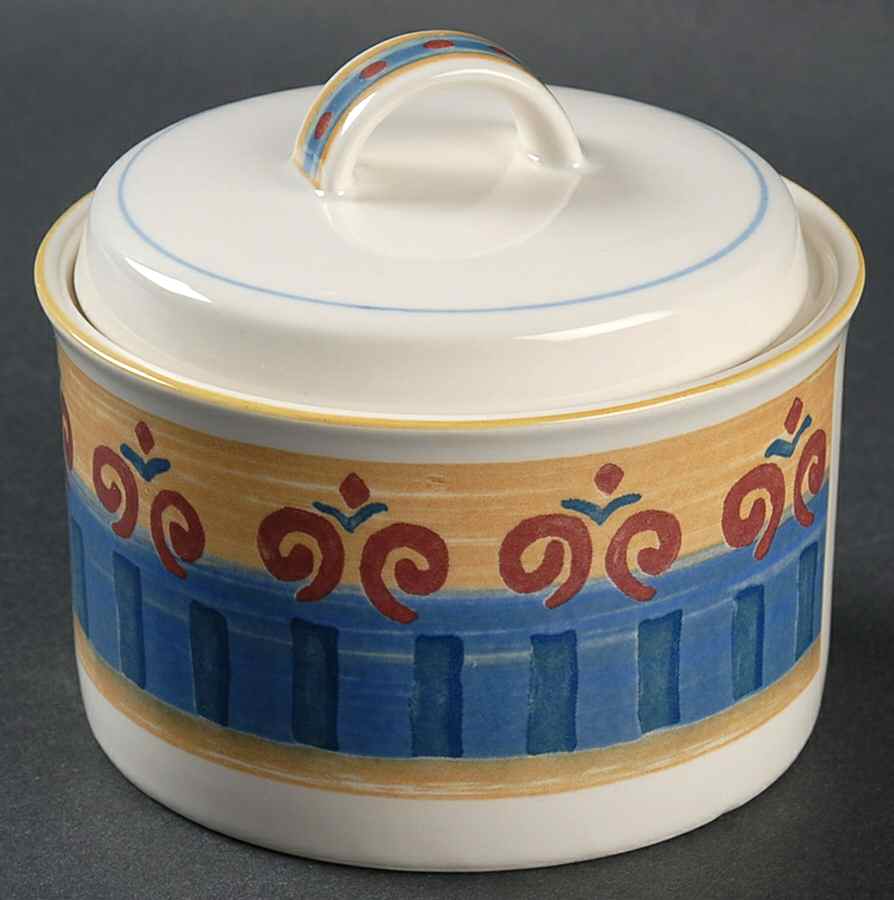 Granada Blue Sugar Bowl & Lid by Mikasa-1