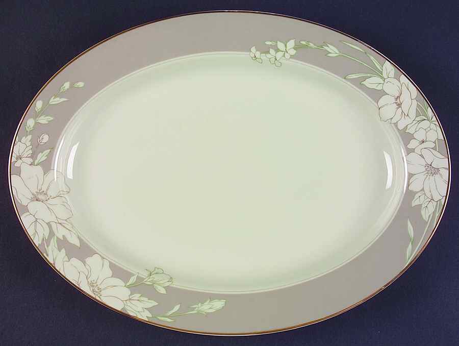 Gray Finesse 14" Oval Serving Platter by Mikasa-1