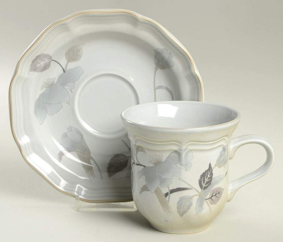 Gray Mist Flat Cup & Saucer Set by Mikasa-1