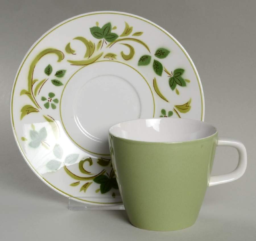 Green Swirl Flat Cup & Saucer Set by Mikasa-1