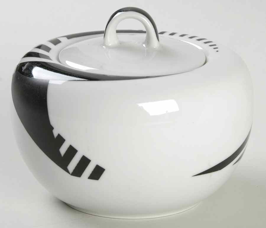 Harlequin Black Sugar Bowl & Lid by Mikasa-1