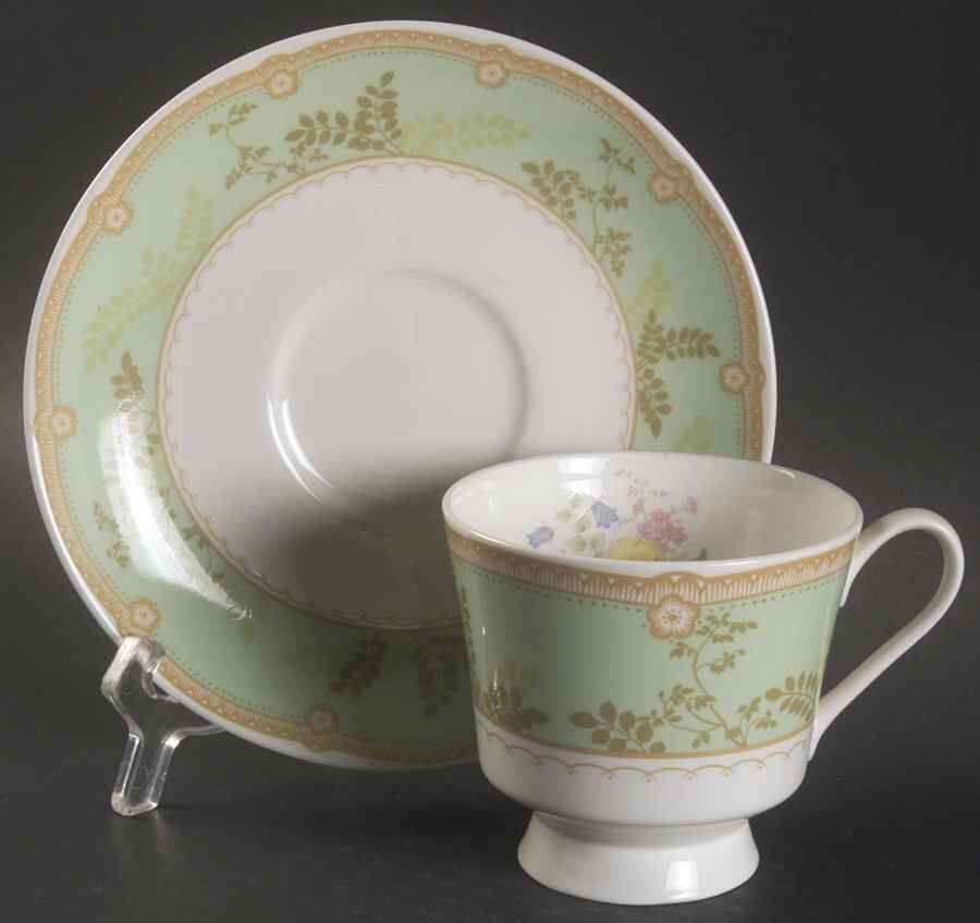Hampton Court Green Footed Cup & Saucer Set by Mikasa-1