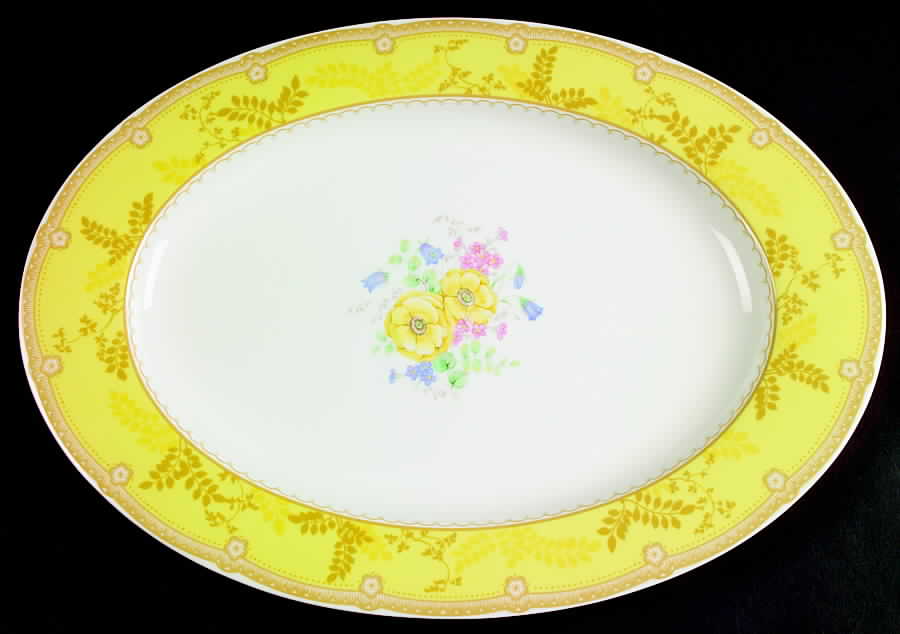 Hampton Court Yellow 14" Oval Serving Platter by Mikasa-1