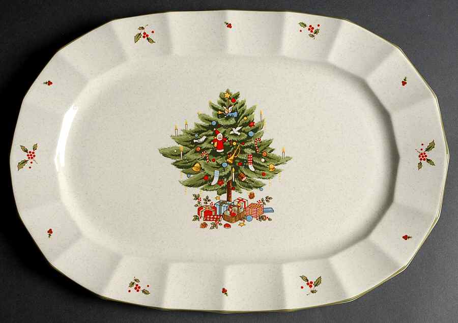 Happy Holidays 15" Oval Serving Platter by Mikasa-1