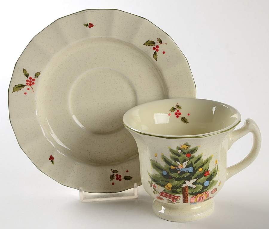Happy Holidays Footed Cup & Saucer Set by Mikasa-1