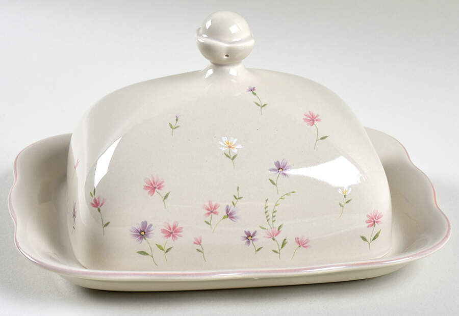 Heather Blossoms Rectangular Covered Butter by Mikasa-1