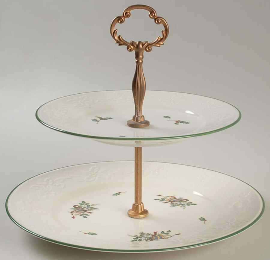Holiday Season 2 Tiered Serving Tray (Dinner & Salad Plate) by Mikasa-1